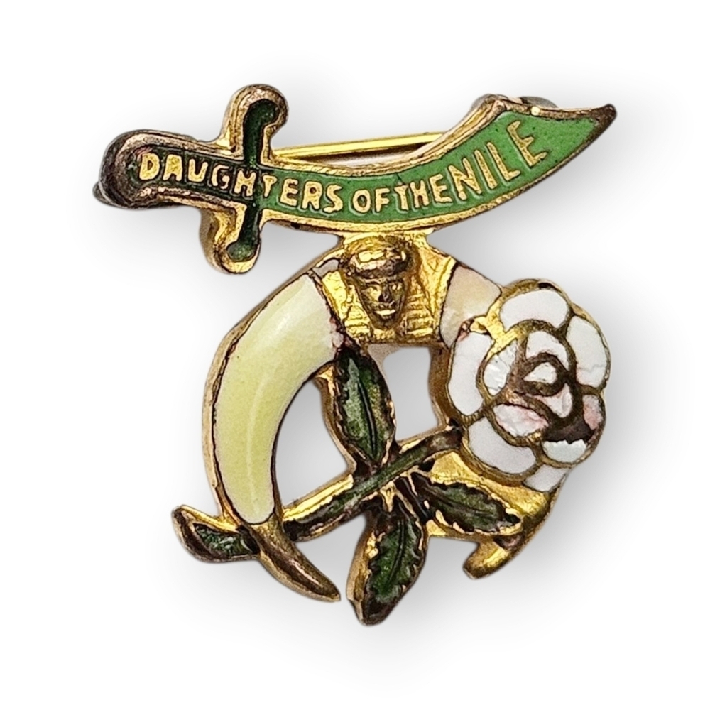 Daughters Of The Nile Pin Brooch Multicolor Enamel Shriners Vintage Tiny 5/8"